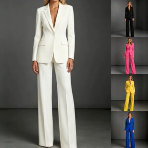 Women's Casual Suit Set - Slim Fit Blazer and Dress Pants Two Piece Office Outfit